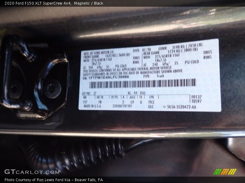 Magnetic / Black 2020 Ford F150 XLT SuperCrew 4x4