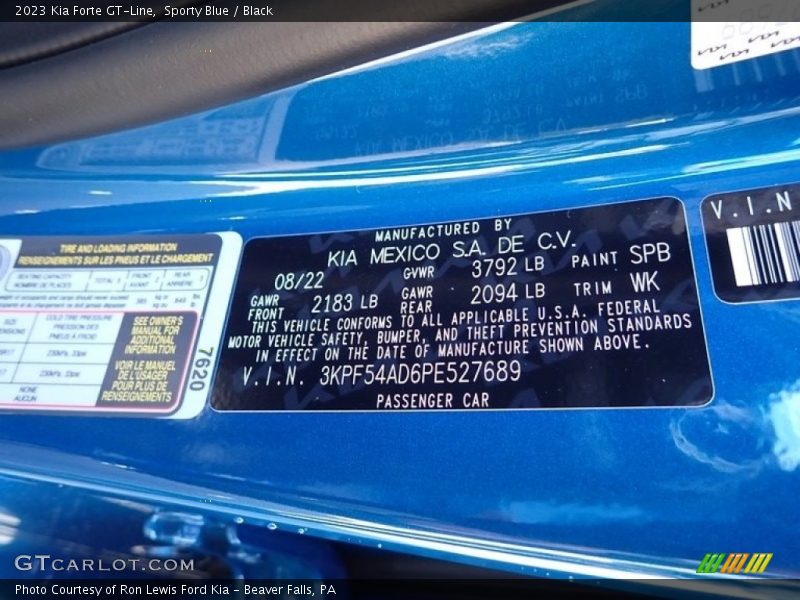Sporty Blue / Black 2023 Kia Forte GT-Line
