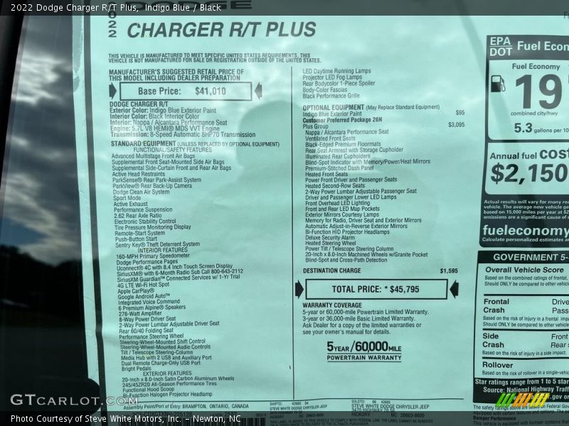 Indigo Blue / Black 2022 Dodge Charger R/T Plus