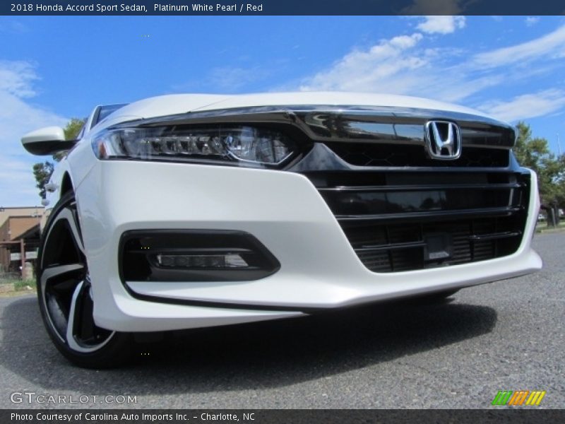 Platinum White Pearl / Red 2018 Honda Accord Sport Sedan