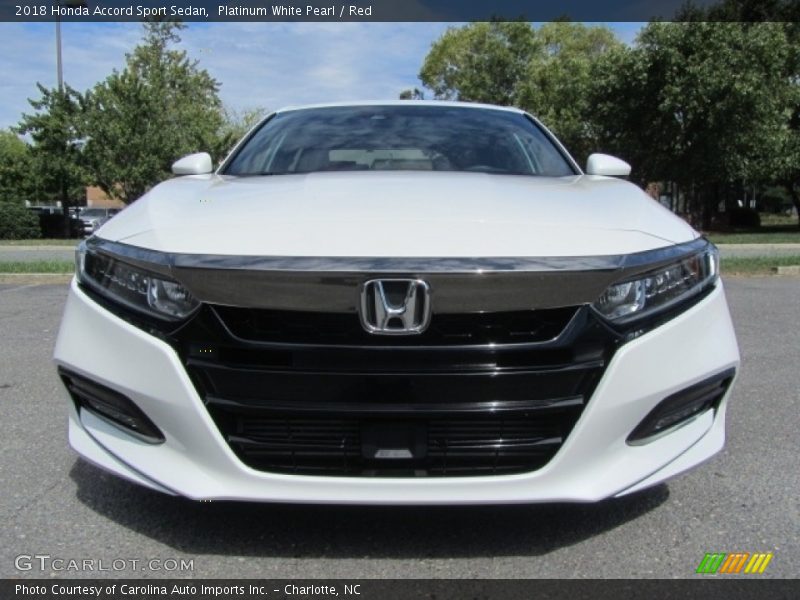 Platinum White Pearl / Red 2018 Honda Accord Sport Sedan