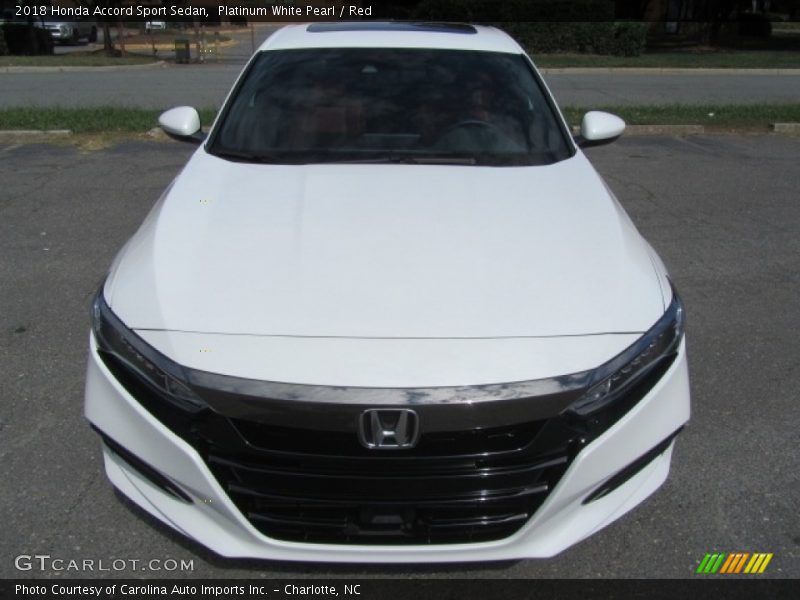 Platinum White Pearl / Red 2018 Honda Accord Sport Sedan