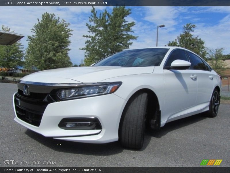 Platinum White Pearl / Red 2018 Honda Accord Sport Sedan
