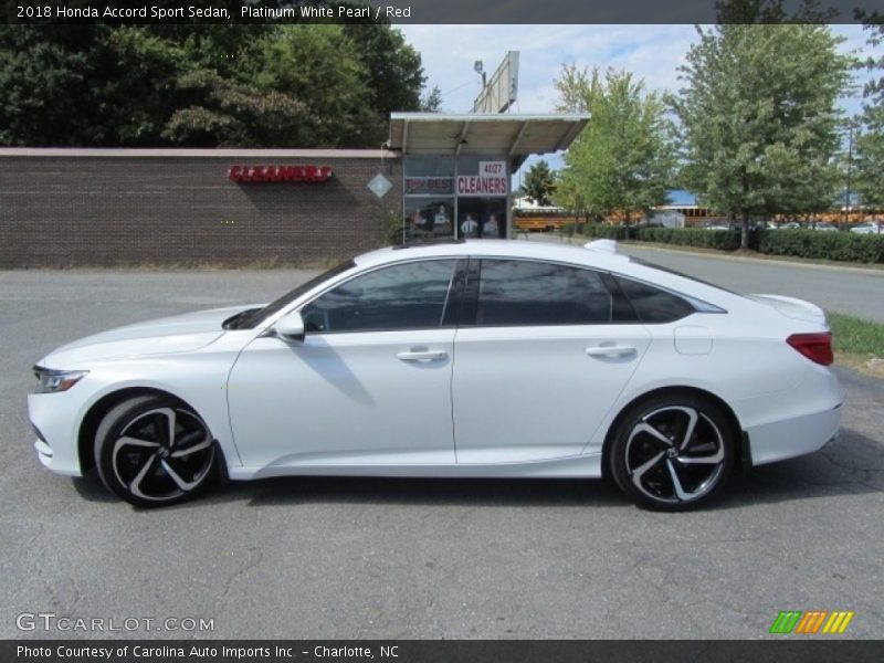 Platinum White Pearl / Red 2018 Honda Accord Sport Sedan