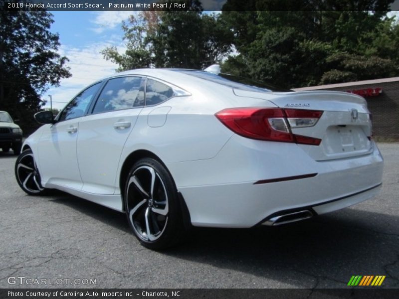 Platinum White Pearl / Red 2018 Honda Accord Sport Sedan