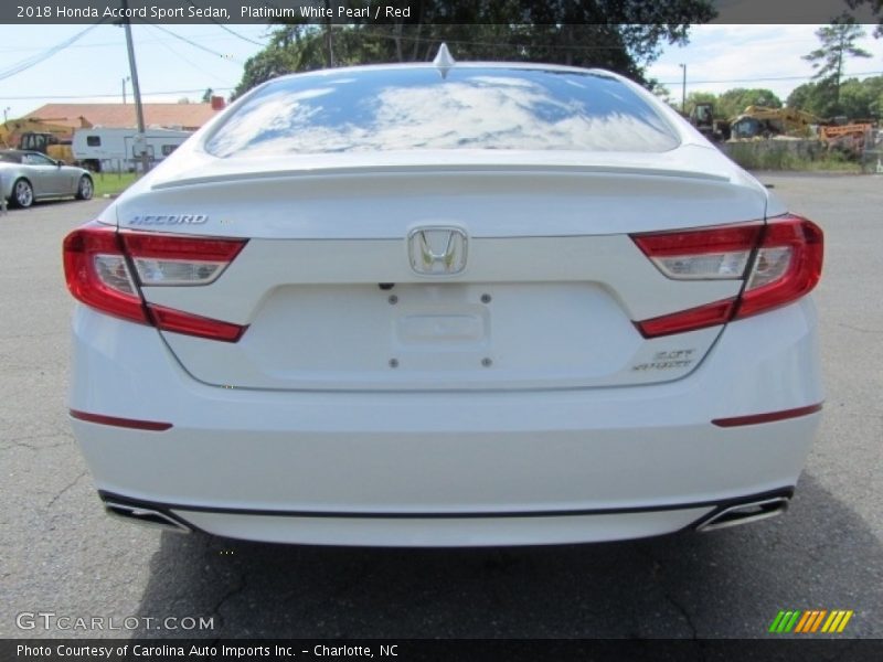 Platinum White Pearl / Red 2018 Honda Accord Sport Sedan