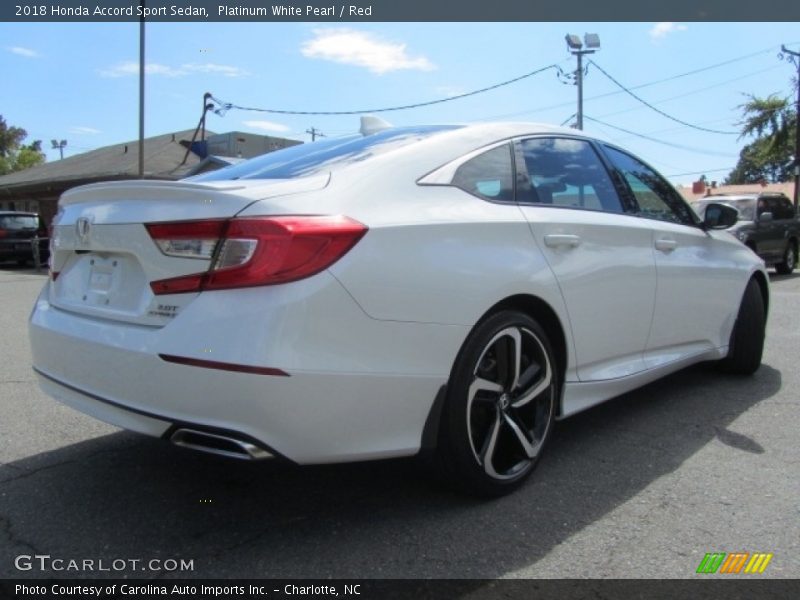 Platinum White Pearl / Red 2018 Honda Accord Sport Sedan
