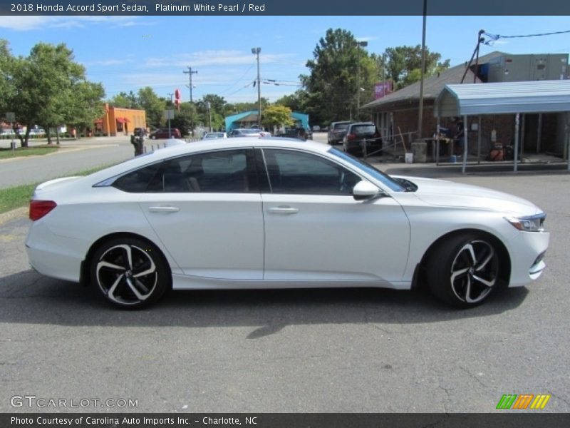 Platinum White Pearl / Red 2018 Honda Accord Sport Sedan