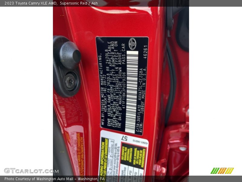 Supersonic Red / Ash 2023 Toyota Camry XLE AWD