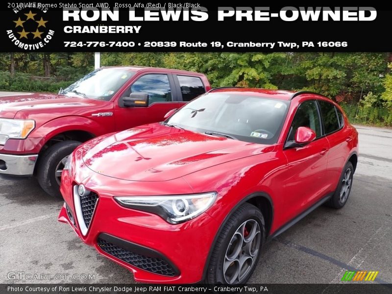 Rosso Alfa (Red) / Black/Black 2018 Alfa Romeo Stelvio Sport AWD