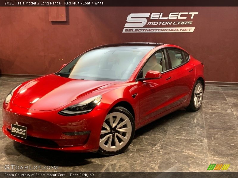 Red Multi-Coat / White 2021 Tesla Model 3 Long Range