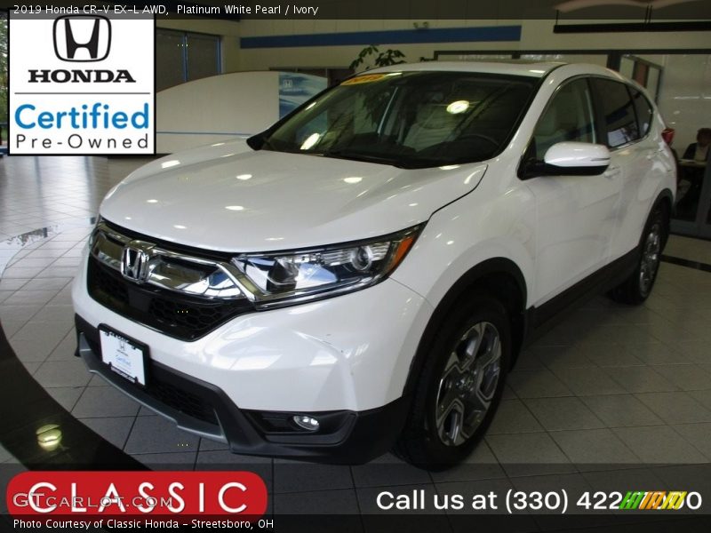 Platinum White Pearl / Ivory 2019 Honda CR-V EX-L AWD