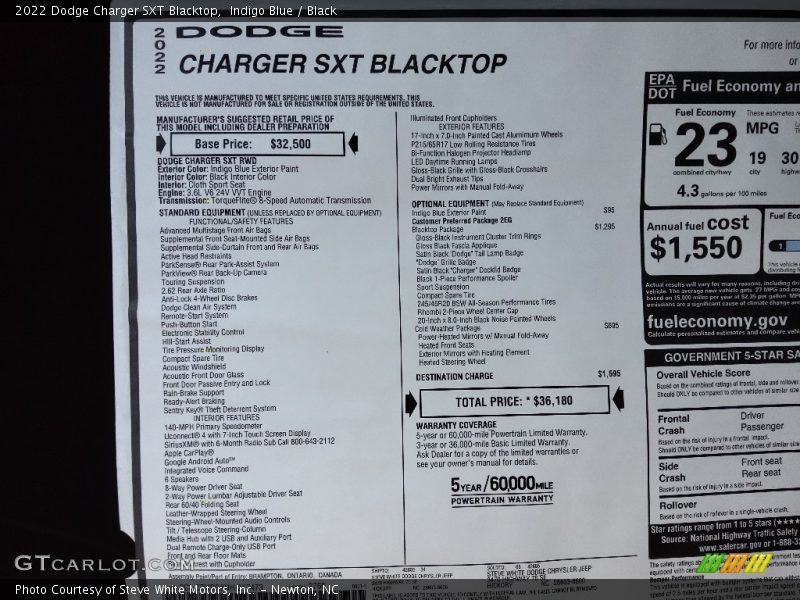 Indigo Blue / Black 2022 Dodge Charger SXT Blacktop