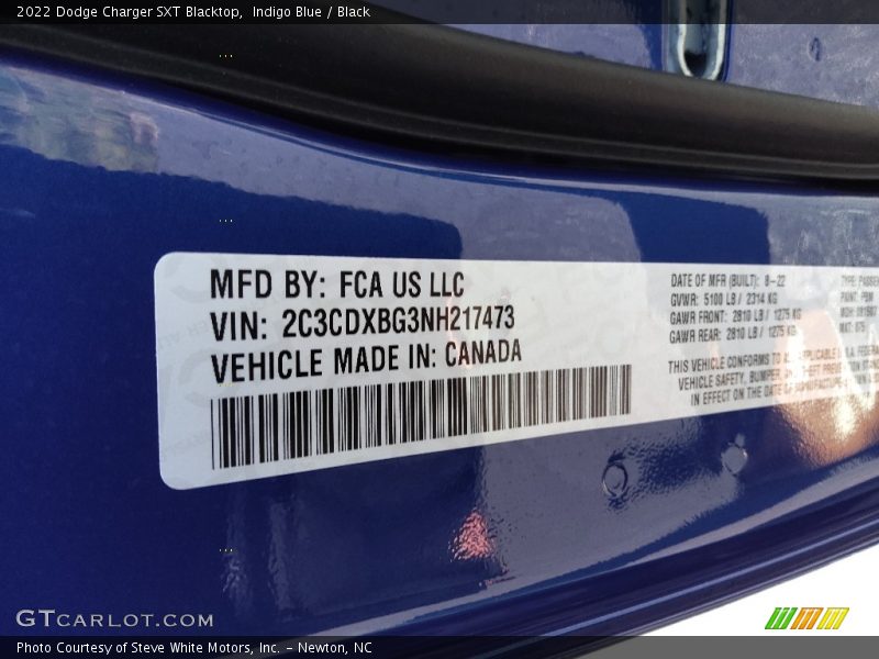 Indigo Blue / Black 2022 Dodge Charger SXT Blacktop
