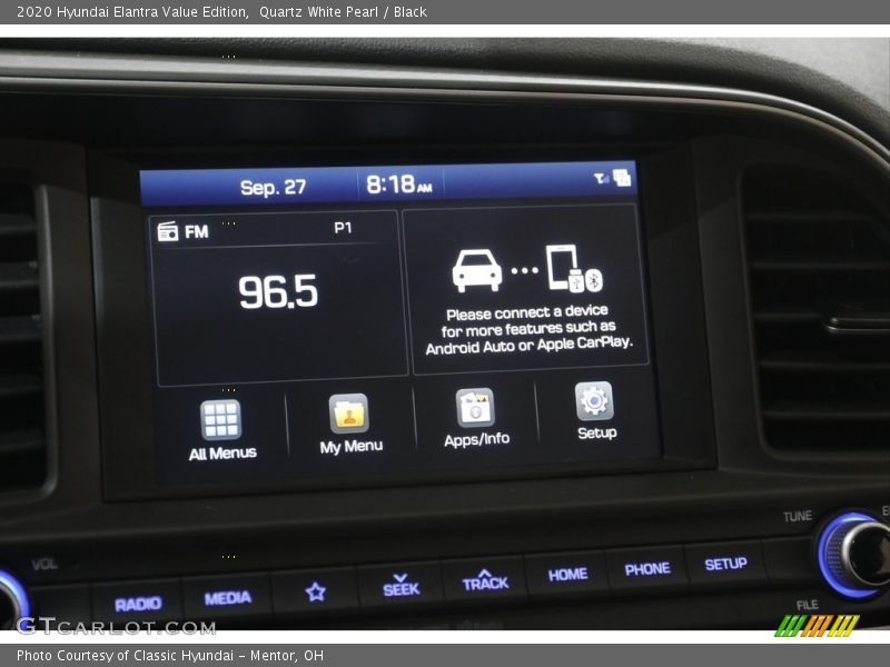 Quartz White Pearl / Black 2020 Hyundai Elantra Value Edition