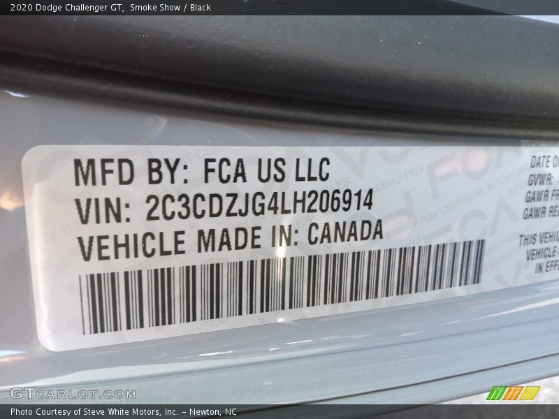 Smoke Show / Black 2020 Dodge Challenger GT