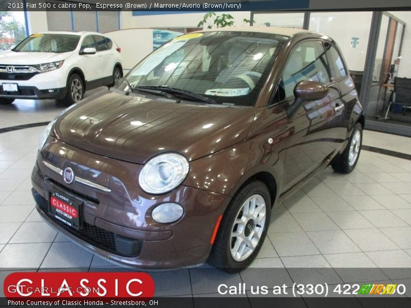 Espresso (Brown) / Marrone/Avorio (Brown/Ivory) 2013 Fiat 500 c cabrio Pop