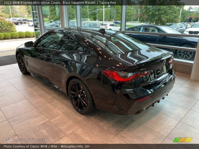 Black Sapphire Metallic / Tacora Red 2023 BMW 4 Series 430i xDrive Coupe