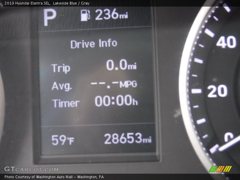 Lakeside Blue / Gray 2019 Hyundai Elantra SEL