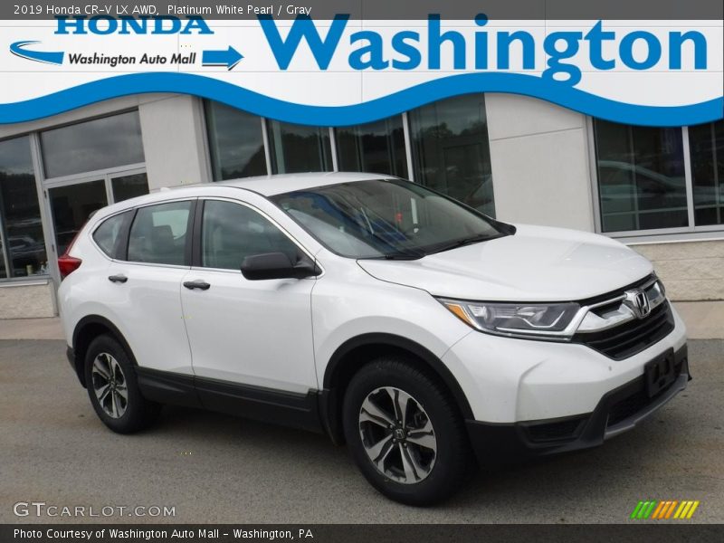 Platinum White Pearl / Gray 2019 Honda CR-V LX AWD