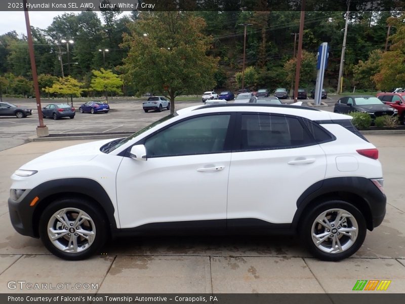 Lunar White / Gray 2023 Hyundai Kona SEL AWD