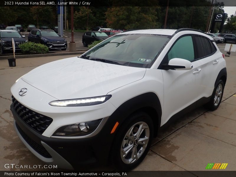 Lunar White / Gray 2023 Hyundai Kona SEL AWD