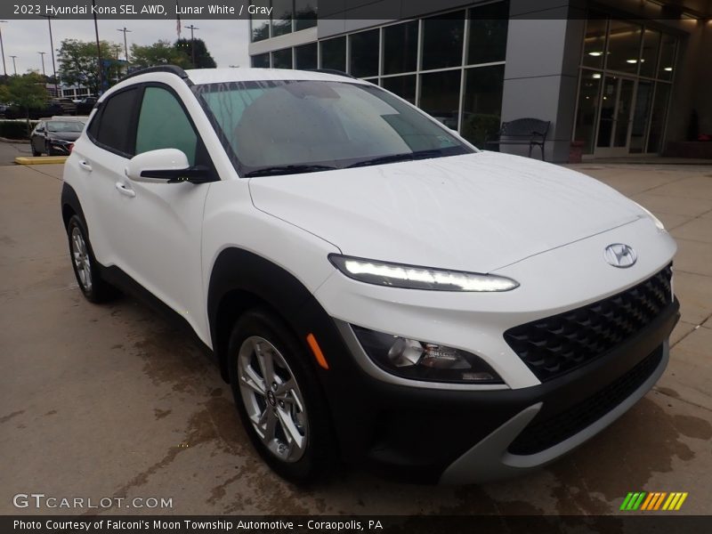 Lunar White / Gray 2023 Hyundai Kona SEL AWD