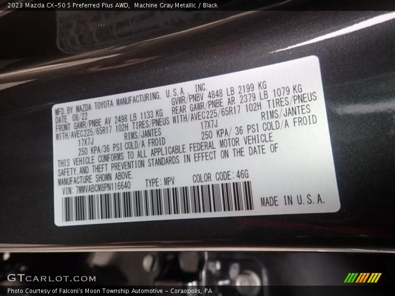 2023 CX-50 S Preferred Plus AWD Machine Gray Metallic Color Code 46G