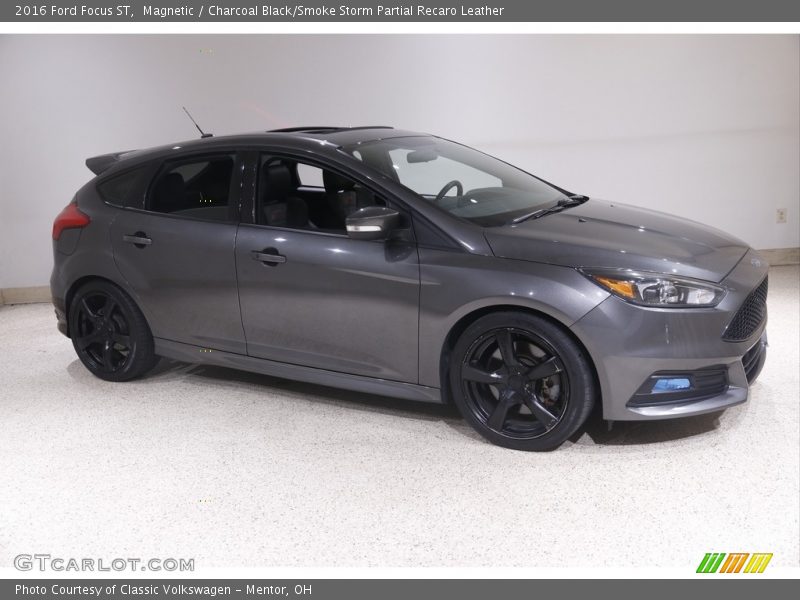 Magnetic / Charcoal Black/Smoke Storm Partial Recaro Leather 2016 Ford Focus ST