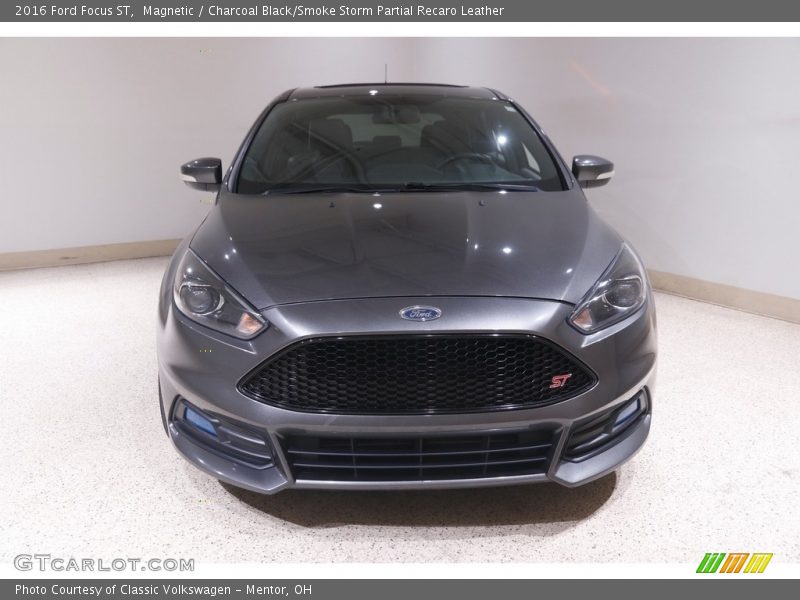 Magnetic / Charcoal Black/Smoke Storm Partial Recaro Leather 2016 Ford Focus ST