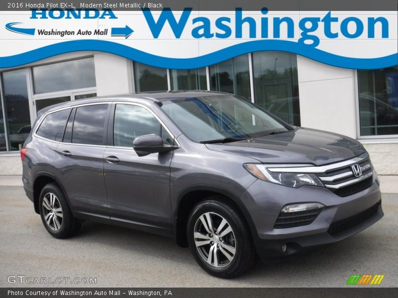 Modern Steel Metallic / Black 2016 Honda Pilot EX-L