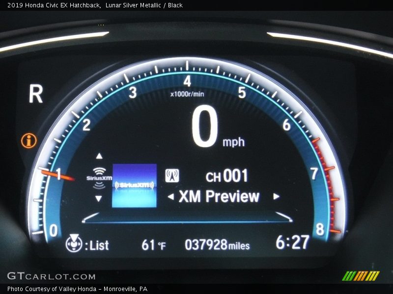 Lunar Silver Metallic / Black 2019 Honda Civic EX Hatchback
