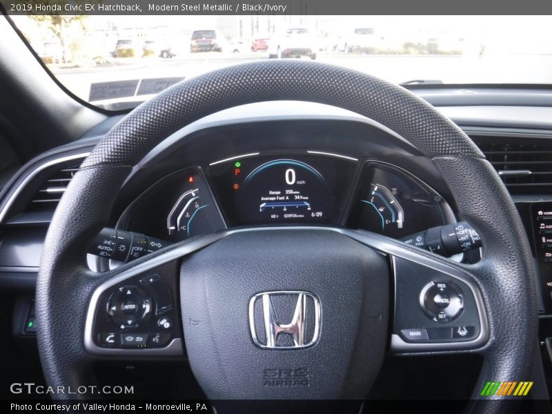 Modern Steel Metallic / Black/Ivory 2019 Honda Civic EX Hatchback