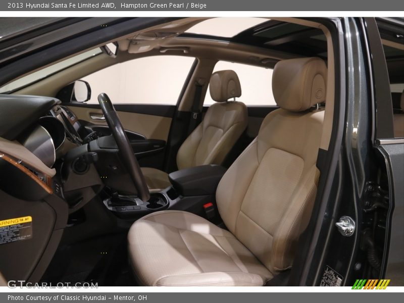 Hampton Green Pearl / Beige 2013 Hyundai Santa Fe Limited AWD