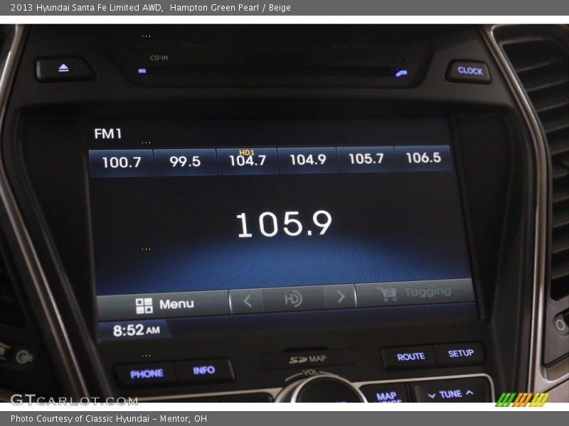 Hampton Green Pearl / Beige 2013 Hyundai Santa Fe Limited AWD