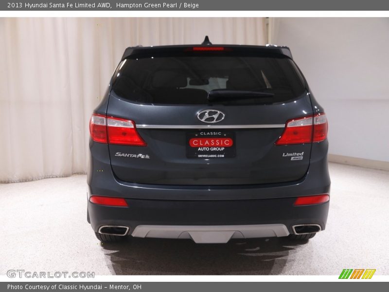 Hampton Green Pearl / Beige 2013 Hyundai Santa Fe Limited AWD