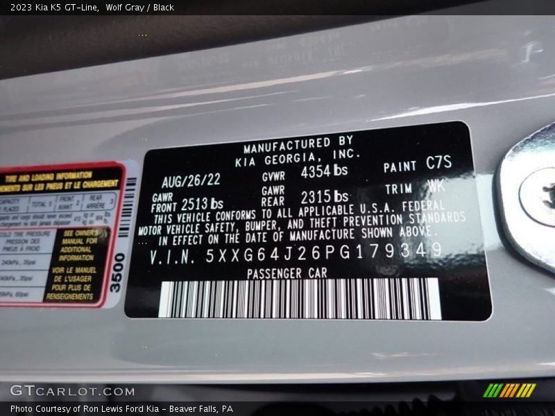 Wolf Gray / Black 2023 Kia K5 GT-Line