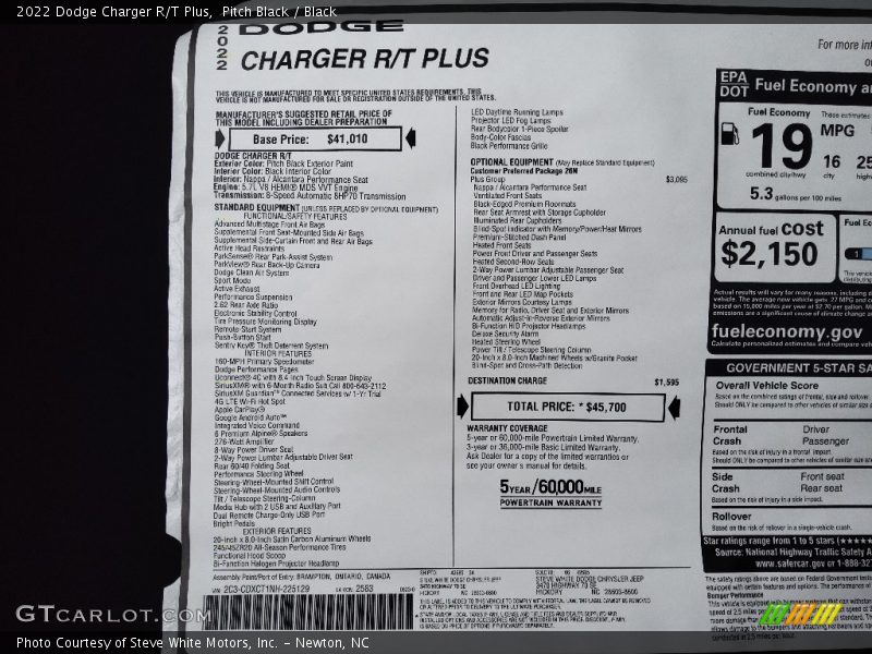 Pitch Black / Black 2022 Dodge Charger R/T Plus