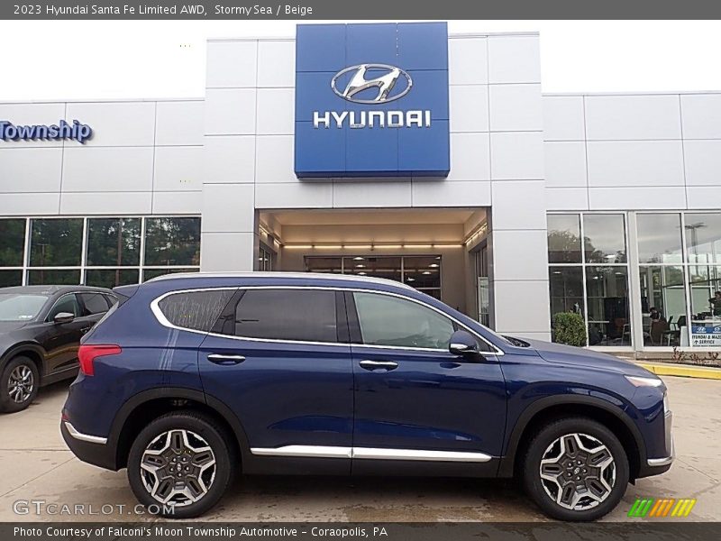 Stormy Sea / Beige 2023 Hyundai Santa Fe Limited AWD