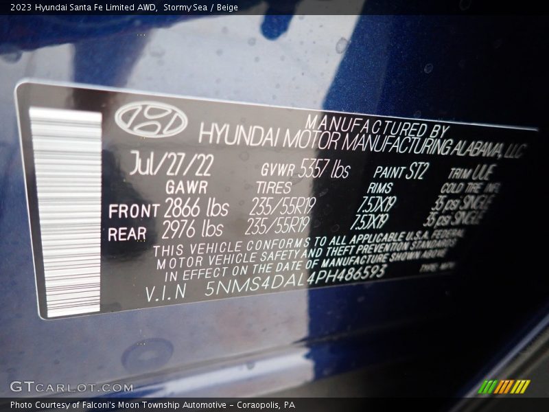 Stormy Sea / Beige 2023 Hyundai Santa Fe Limited AWD