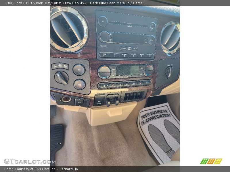 Dark Blue Pearl Metallic / Camel 2008 Ford F350 Super Duty Lariat Crew Cab 4x4