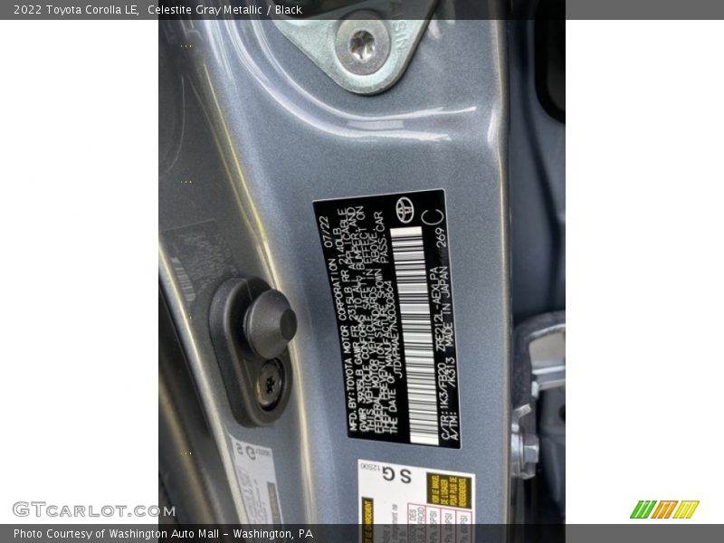 Celestite Gray Metallic / Black 2022 Toyota Corolla LE