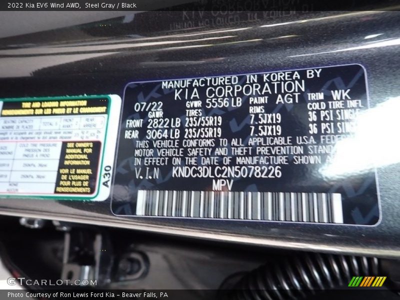 Steel Gray / Black 2022 Kia EV6 Wind AWD