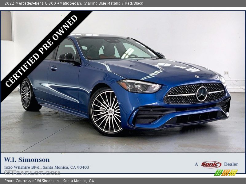 Starling Blue Metallic / Red/Black 2022 Mercedes-Benz C 300 4Matic Sedan