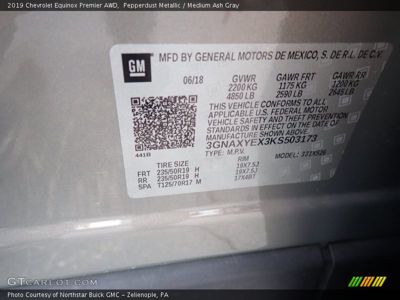 Pepperdust Metallic / Medium Ash Gray 2019 Chevrolet Equinox Premier AWD