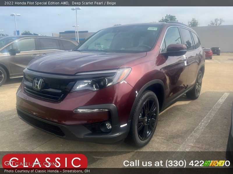 Deep Scarlet Pearl / Beige 2022 Honda Pilot Special Edition AWD