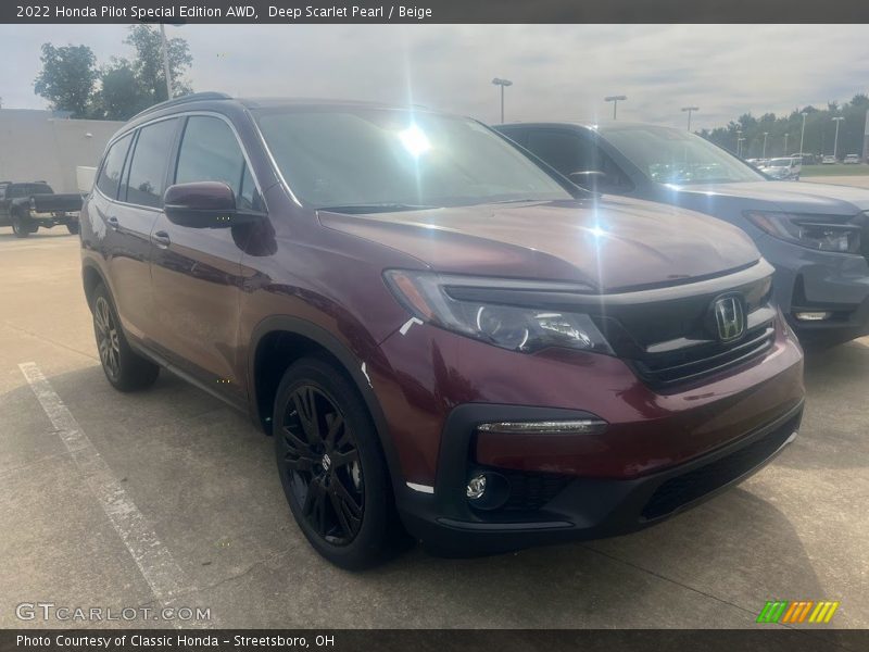 Deep Scarlet Pearl / Beige 2022 Honda Pilot Special Edition AWD