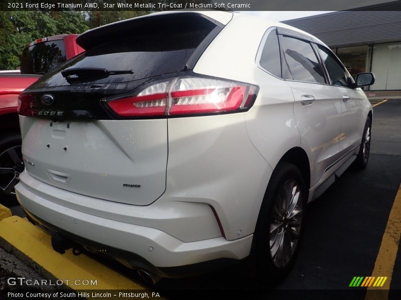 Star White Metallic Tri-Coat / Medium Soft Ceramic 2021 Ford Edge Titanium AWD