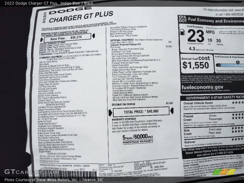 Indigo Blue / Black 2022 Dodge Charger GT Plus