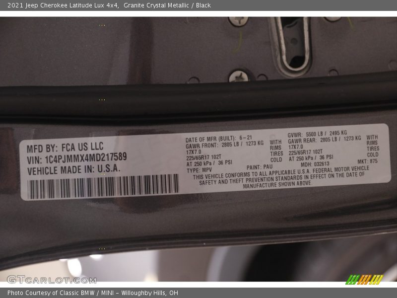 Granite Crystal Metallic / Black 2021 Jeep Cherokee Latitude Lux 4x4